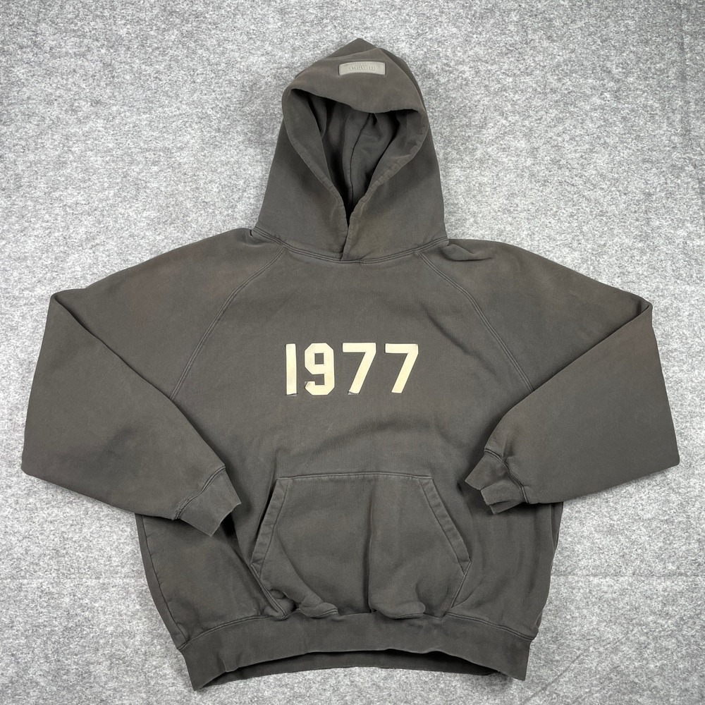 Fear Of God Essentials 1977 Hoodie Mens XL Black Oversized Fleece *Peeling*